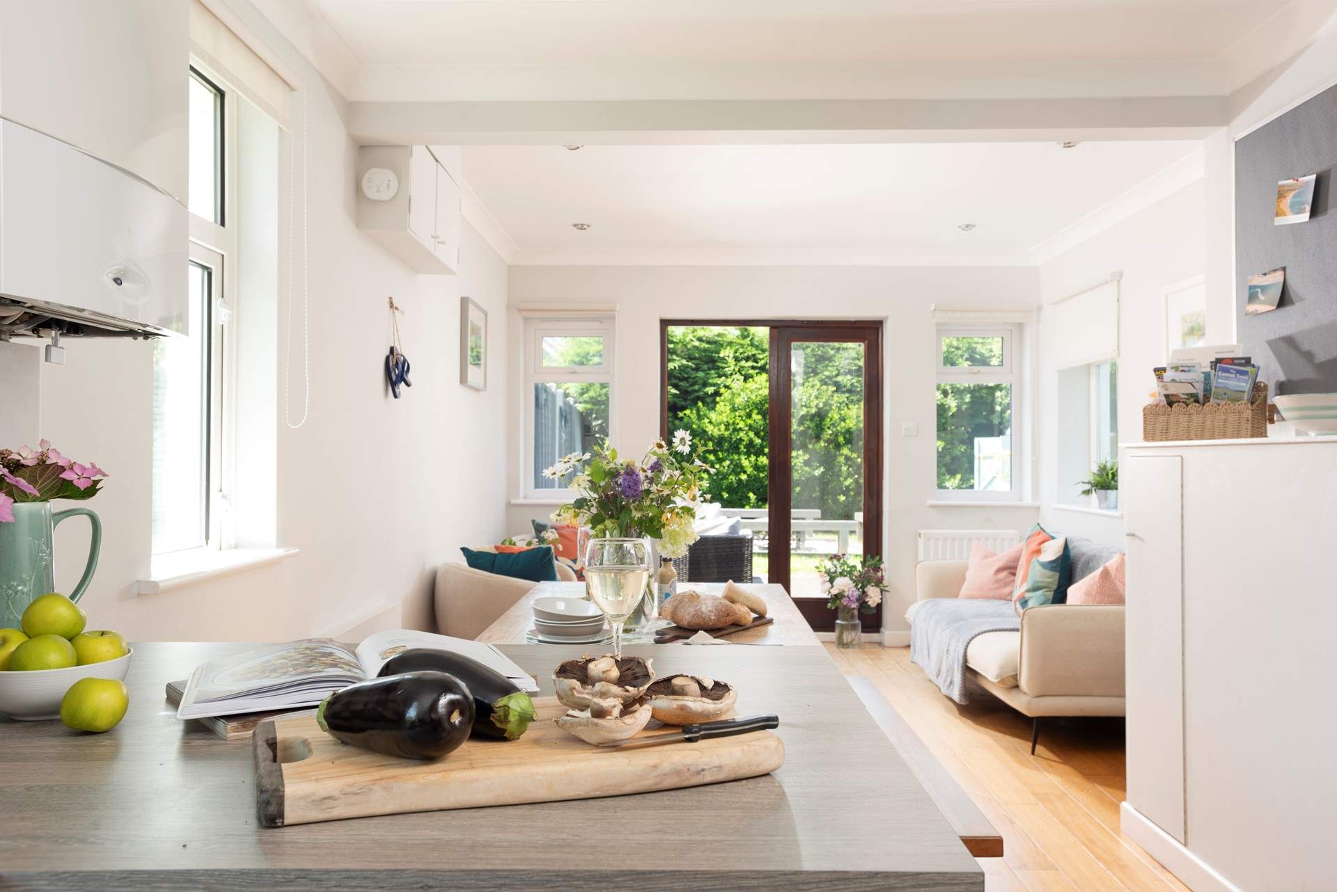 Patio doors from the main living-room lead out to the garden.