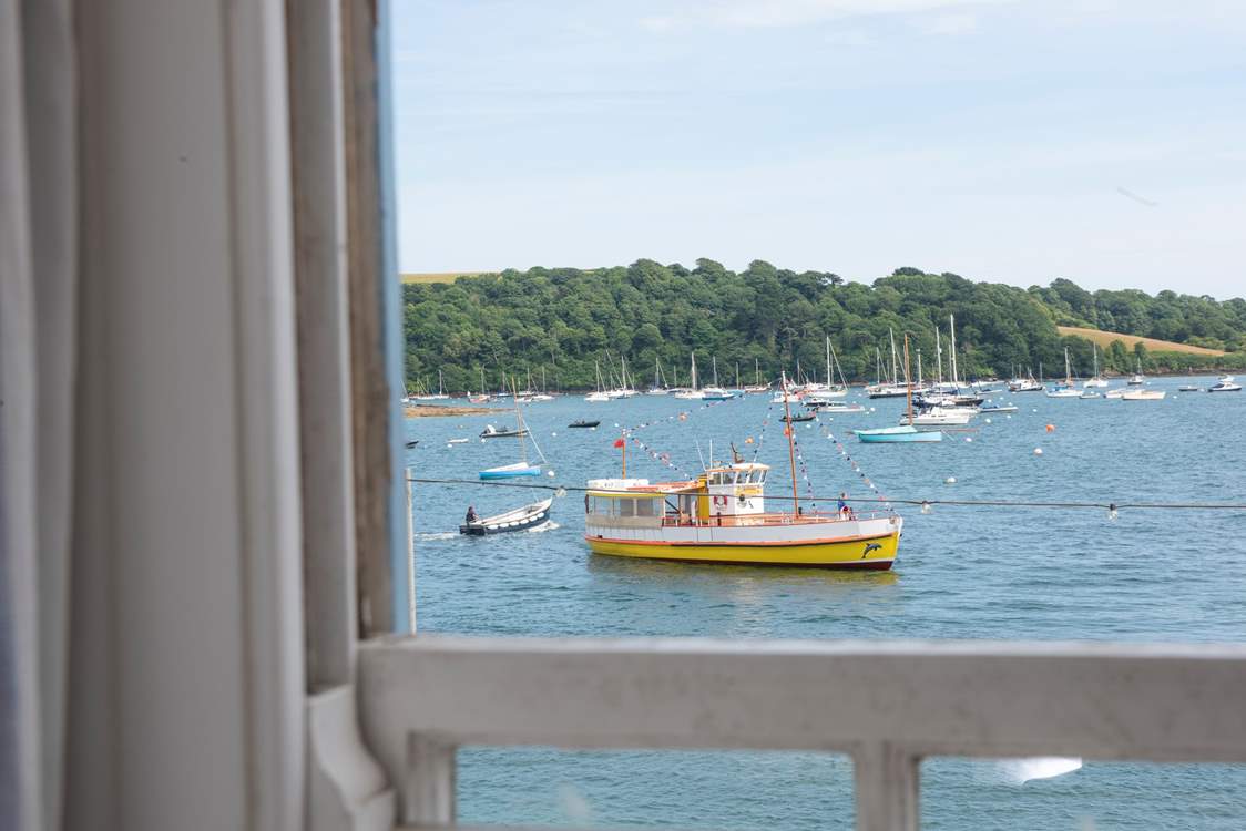 Watch the seasonal passenger ferry glide across the water.