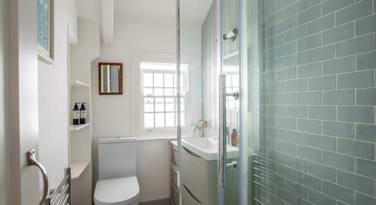 The shower-room makes creative use of the bijou space. 