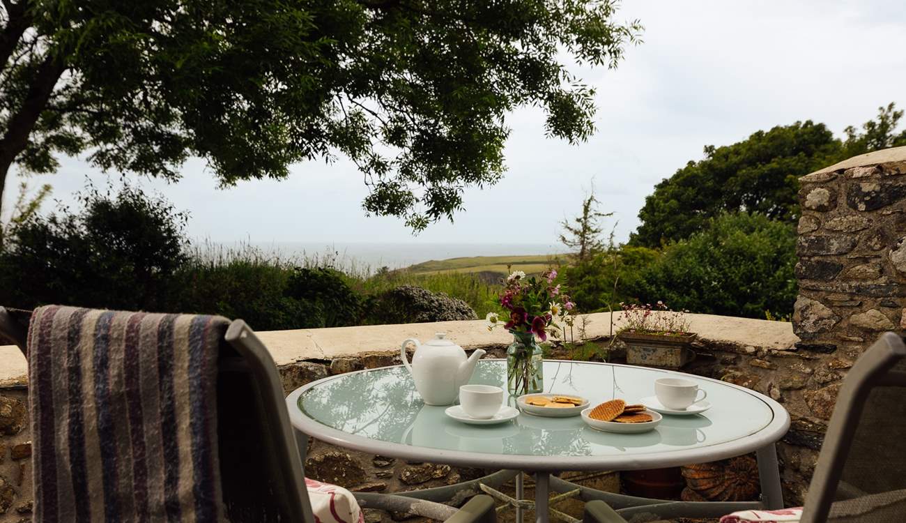 A private patio with a view for sunny breakfasts or dinner under the stars. 