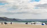 The long stretch of golden sands and rolling surf at Newgale.  - Thumbnail Image