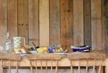Charming, rustic style in the dining-area.