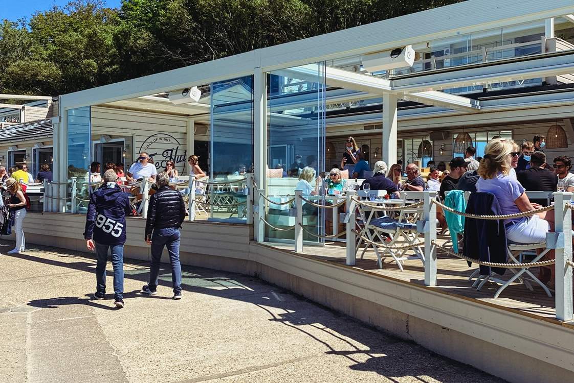 The Hut at Colwell Bay is just a short walk along the coastline from Totland Bay.