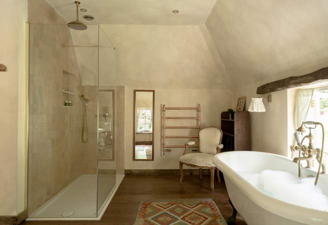 There is a double size  shower with rainfall shower-head.