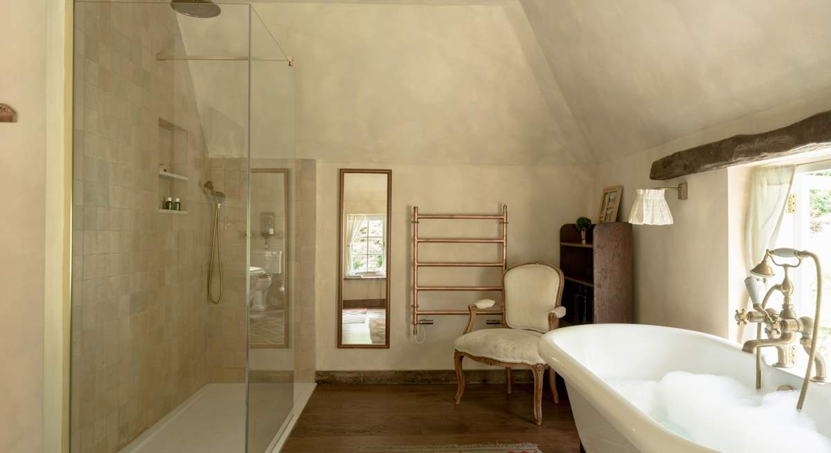 There is a double size  shower with rainfall shower-head.