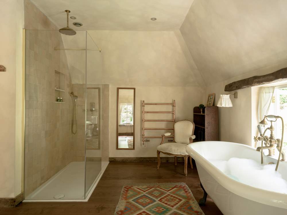 There is a double size shower with rainfall shower-head.