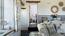 Just off the sitting-room is the gorgeous bedroom. 