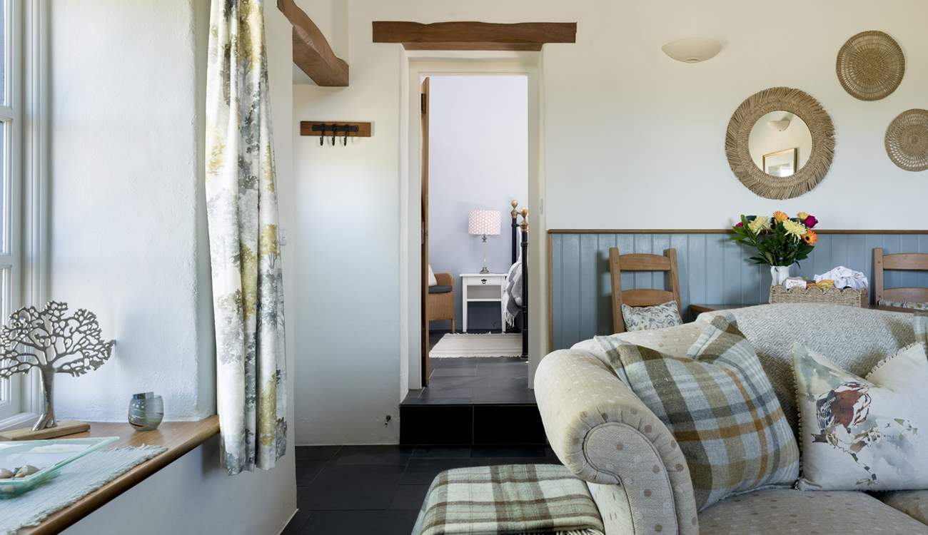 Just off the sitting-room is the gorgeous bedroom. 