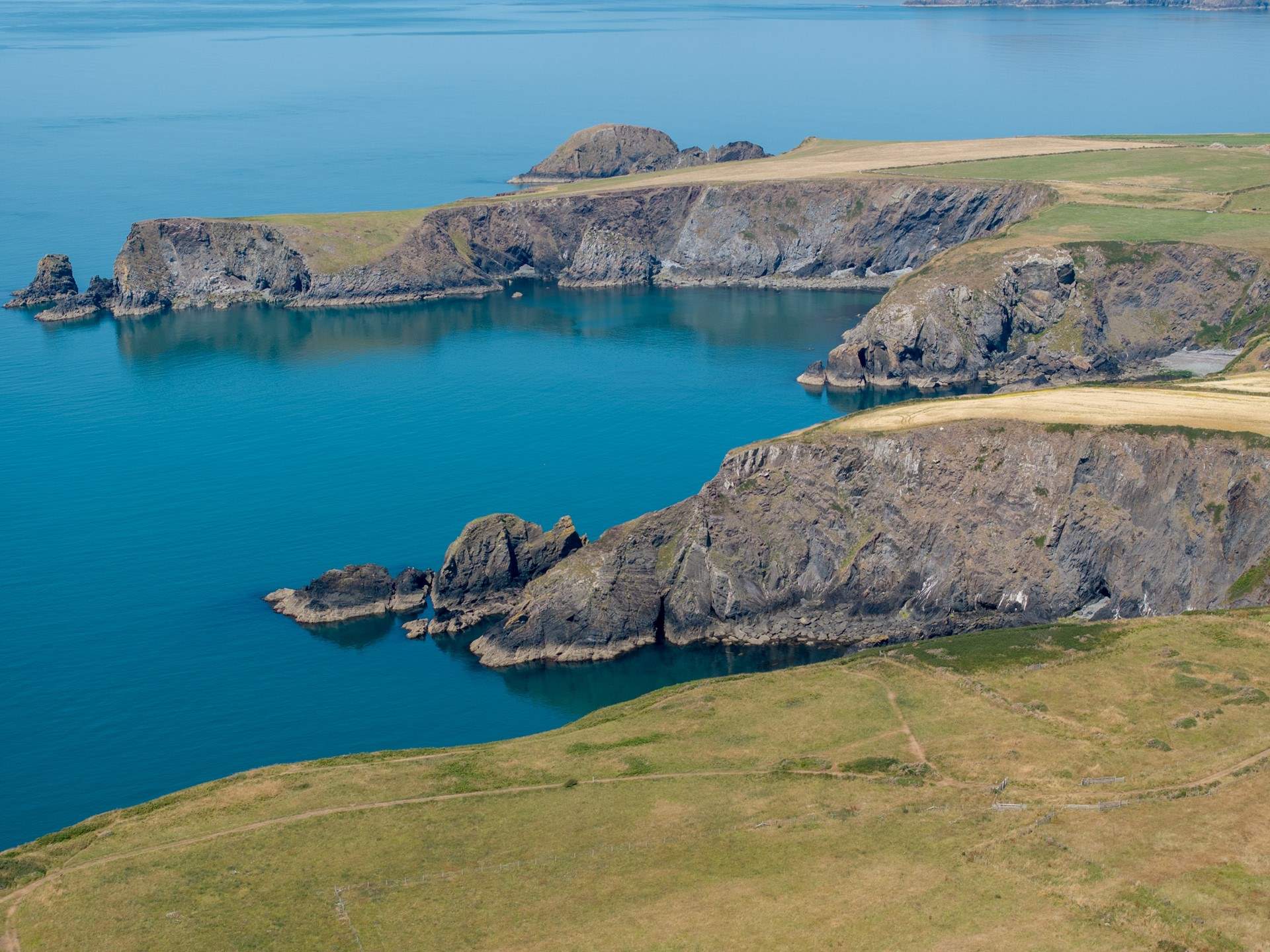 From Pencaer follow the coast path and take in the exquisite blue sea off the North Pembrokeshire Coast. 
