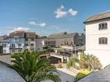 The balcony overlooks the marina.