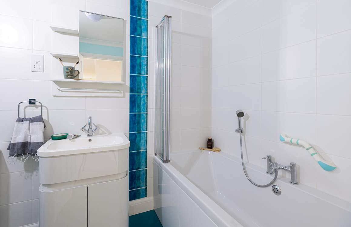 The family bathroom is perfect for long soaks in the bubble bath.