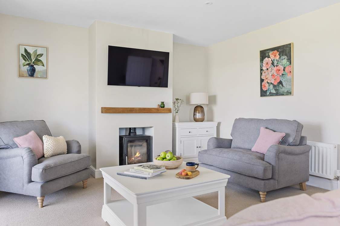 The toasty wood-burner will be a welcome sight on chillier days.