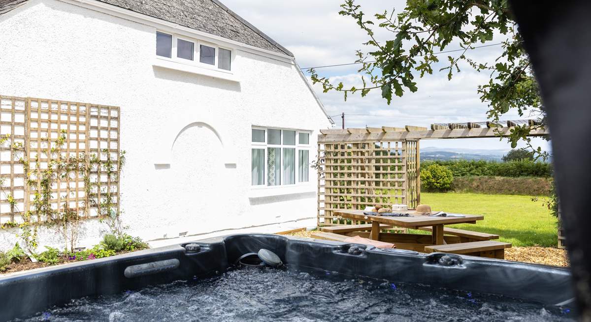 Relax in the bubbling hot tub.
