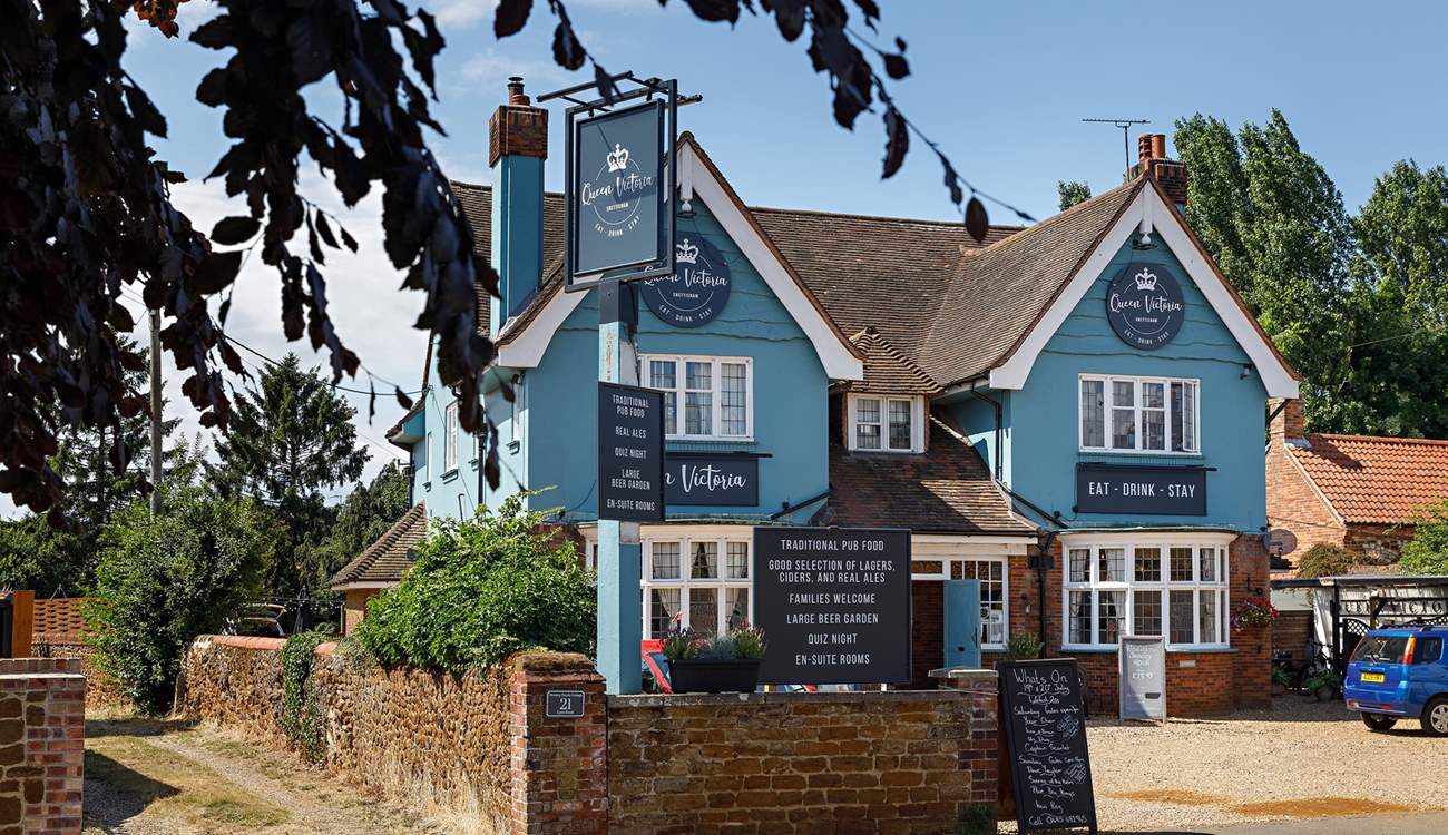 Enjoy a Pimms in the garden at The Queen Victoria, a two minute walk from the cottage. 