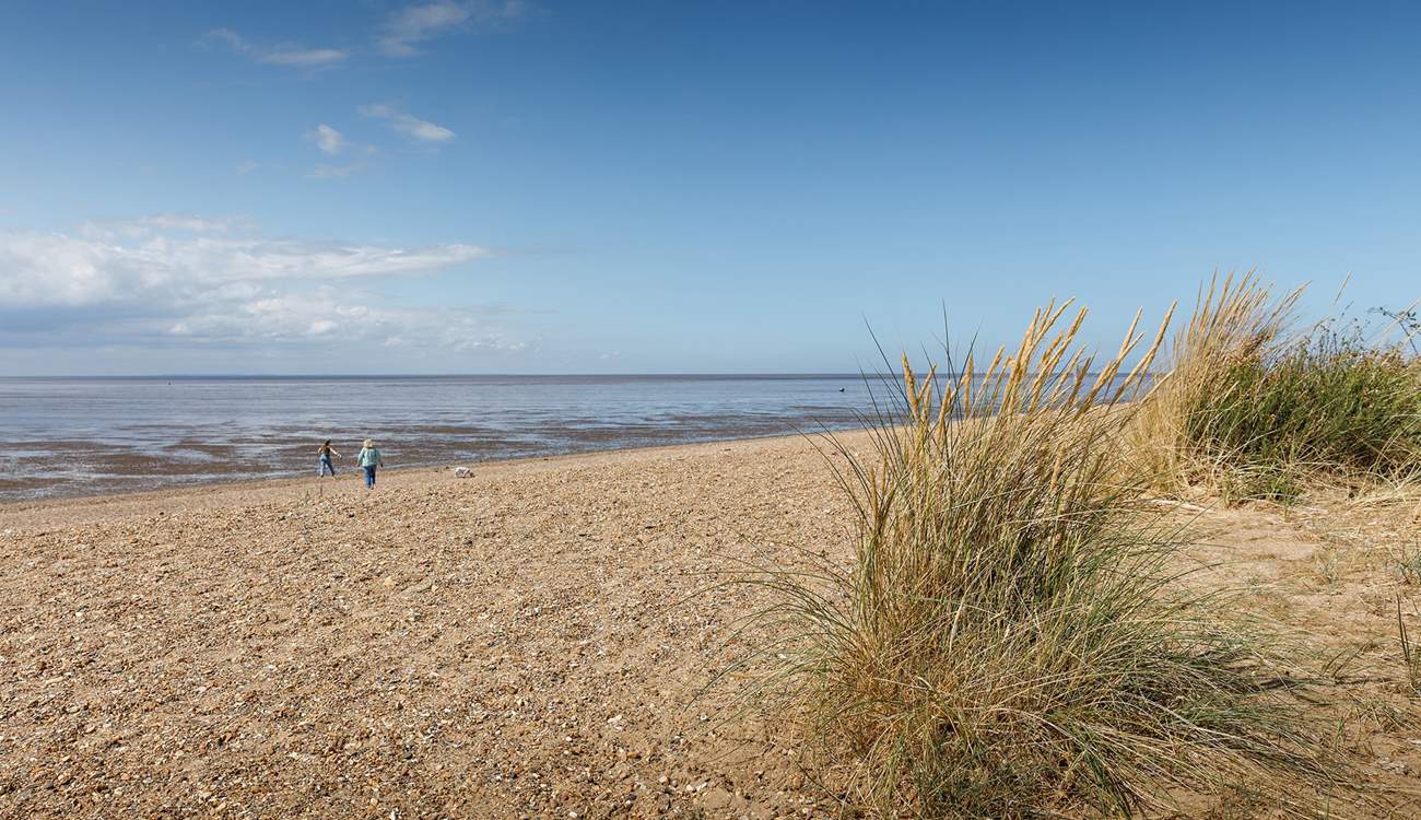 Explore the dunes and admire the changing tide.