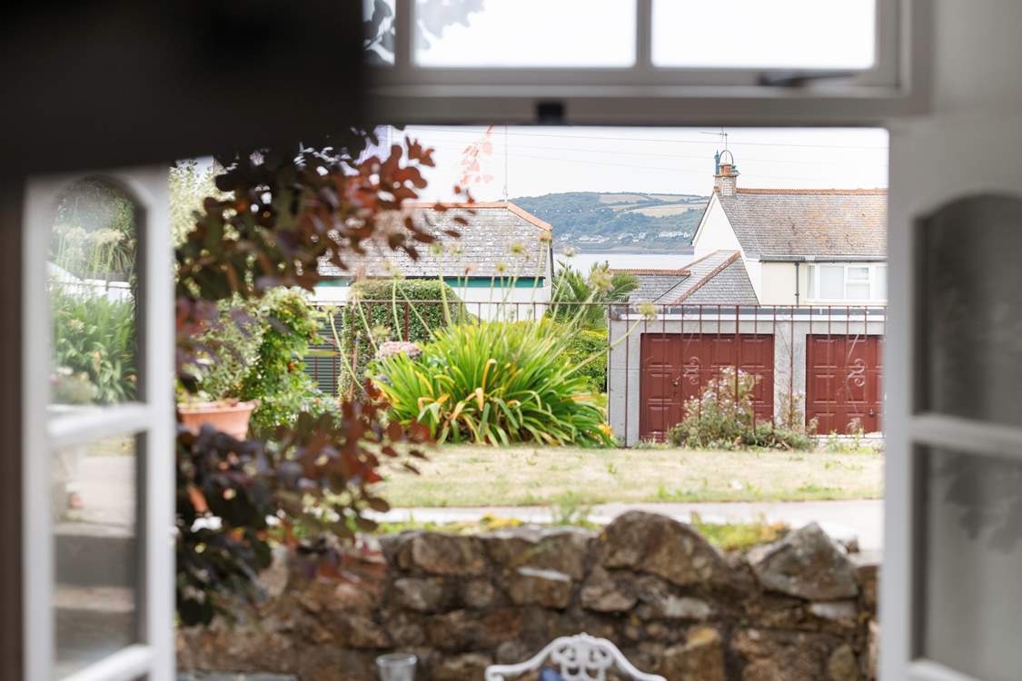 You have allocated parking across the lane, here you can see the sea view from the sitting-room.