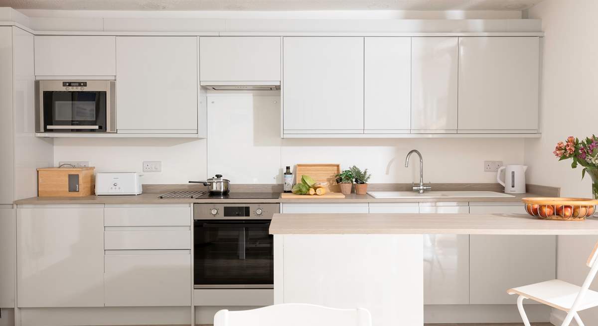 A very well-equipped modern kitchen, perfect for preparing holiday feasts!