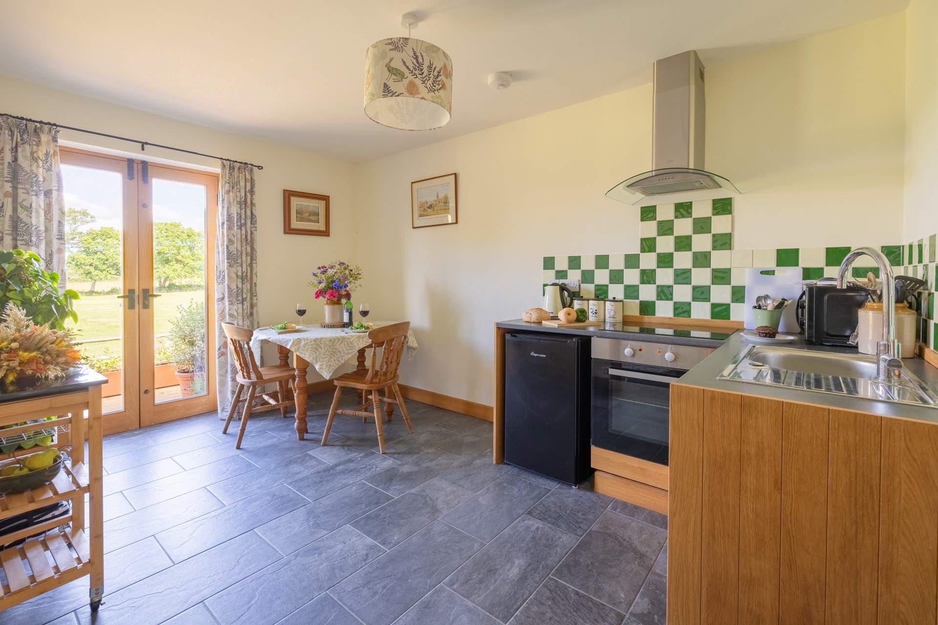 Prepare holiday treats in the kitchen/diner with views over the countryside.