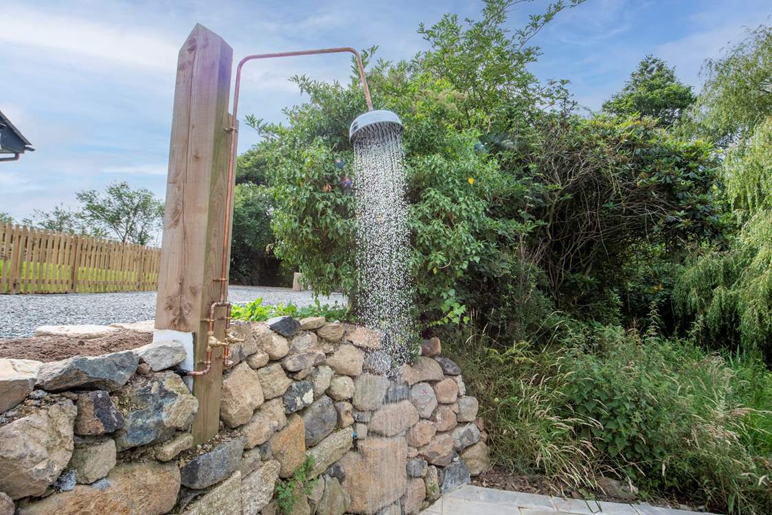 The shower in the spa area is warm.