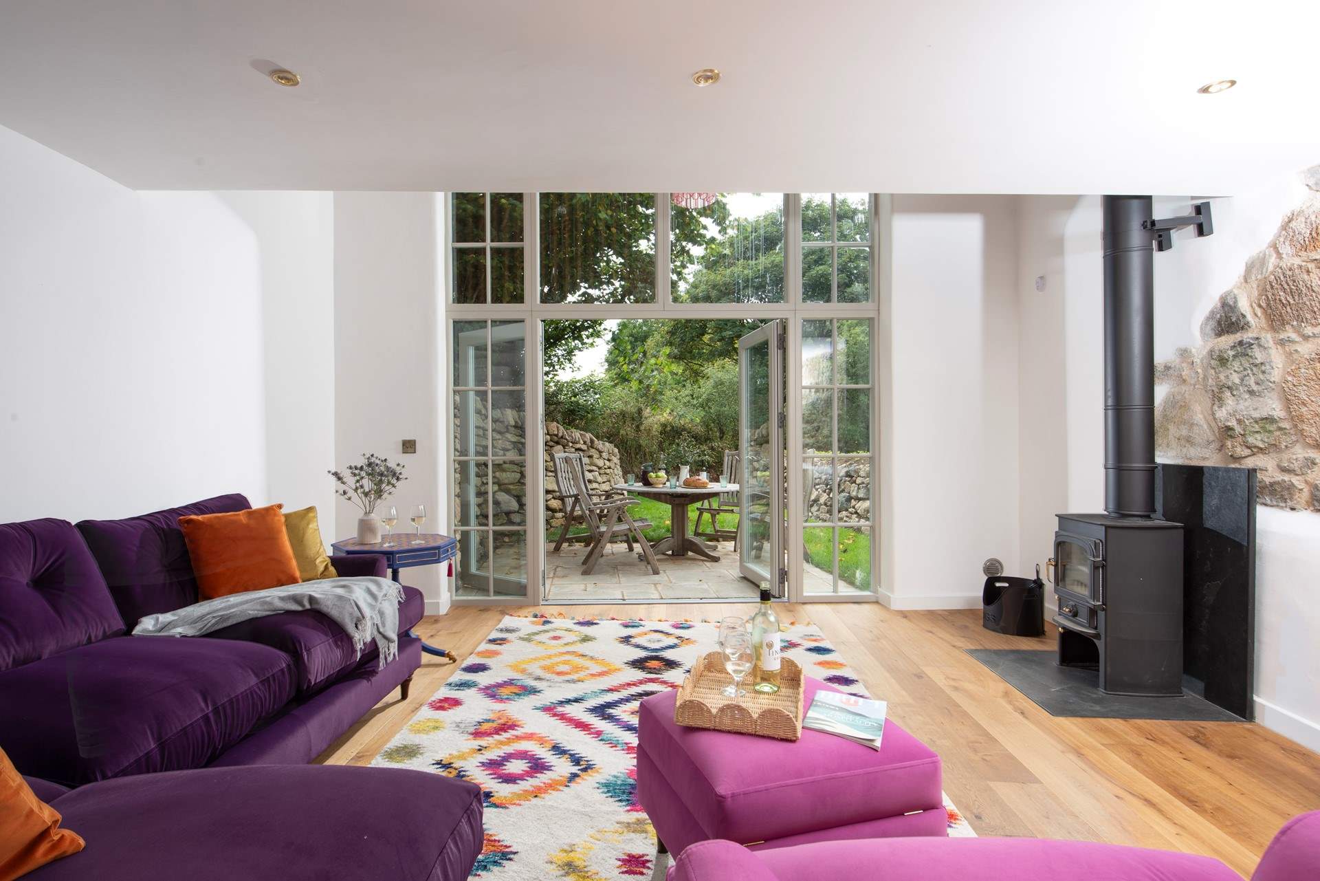 Floor to ceiling windows light up this wonderful space.