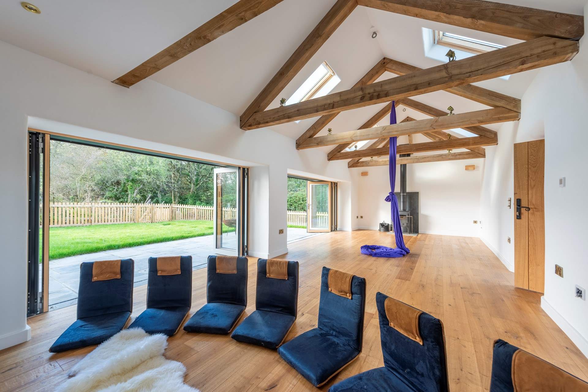 The communal film and yoga space can be reserved for private use for your family and is inclusive.