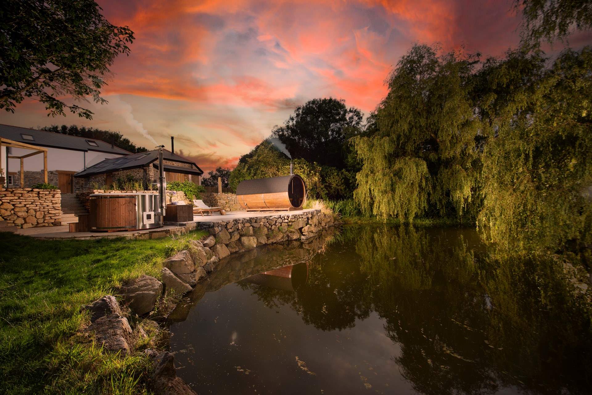 The spa at dusk is totally captivating.