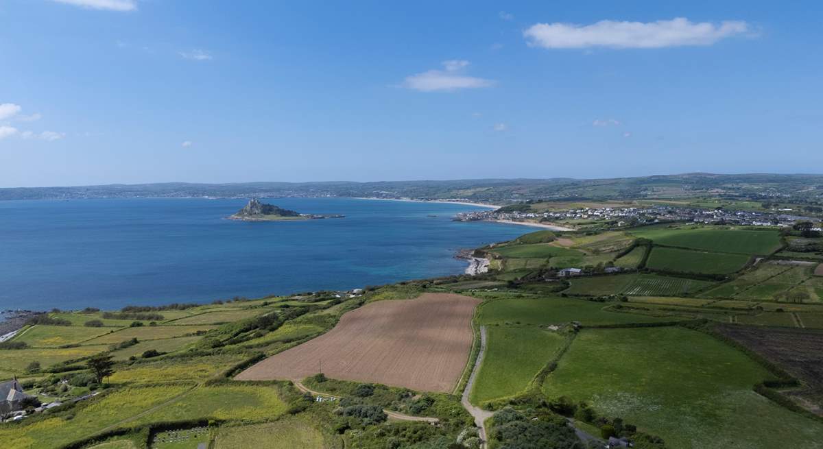 An aerial view of stunning Perranuthnoe, just along the coast from Praa Sands.