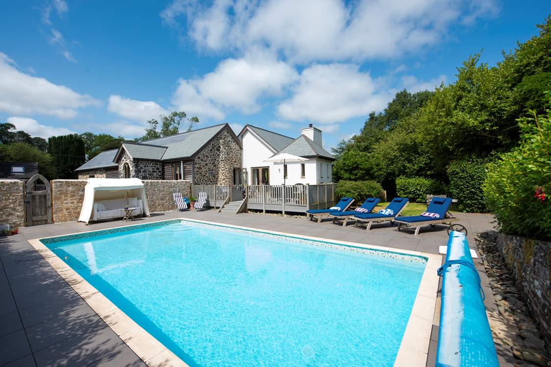 Looking over the pool from the decked area.