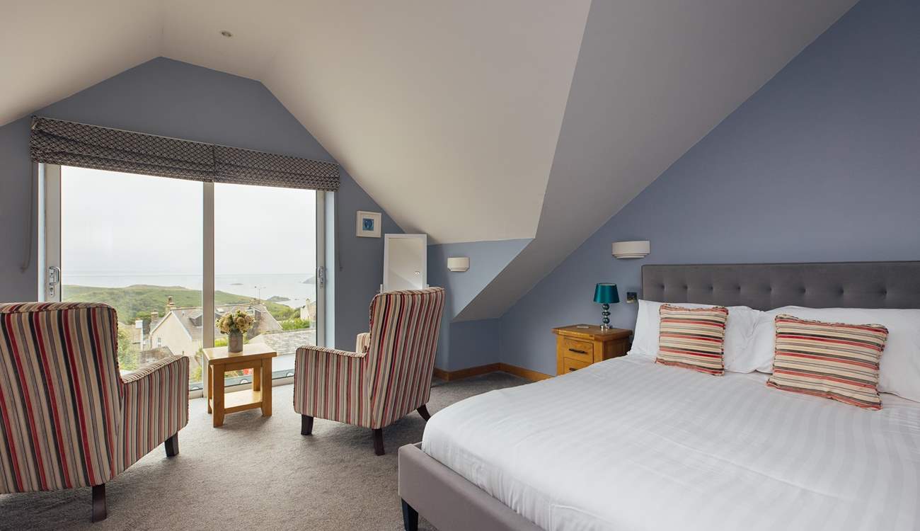 Unending sea views across St Brides Bay from the principal bedroom on the second floor. 