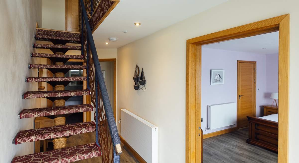 Take care on the open-tread staircase. 
