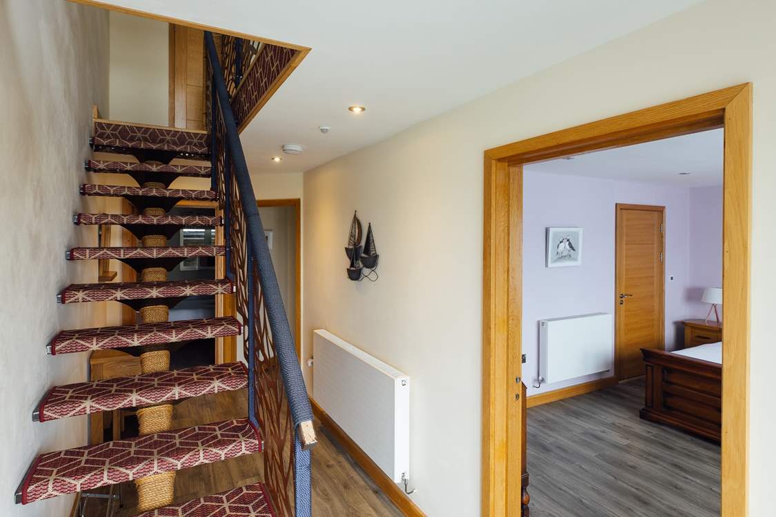 Take care on the open-tread staircase.