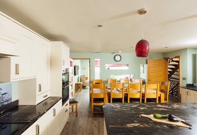 Plenty of room for everyone in the open plan kitchen/dining area with access to the rear garden.