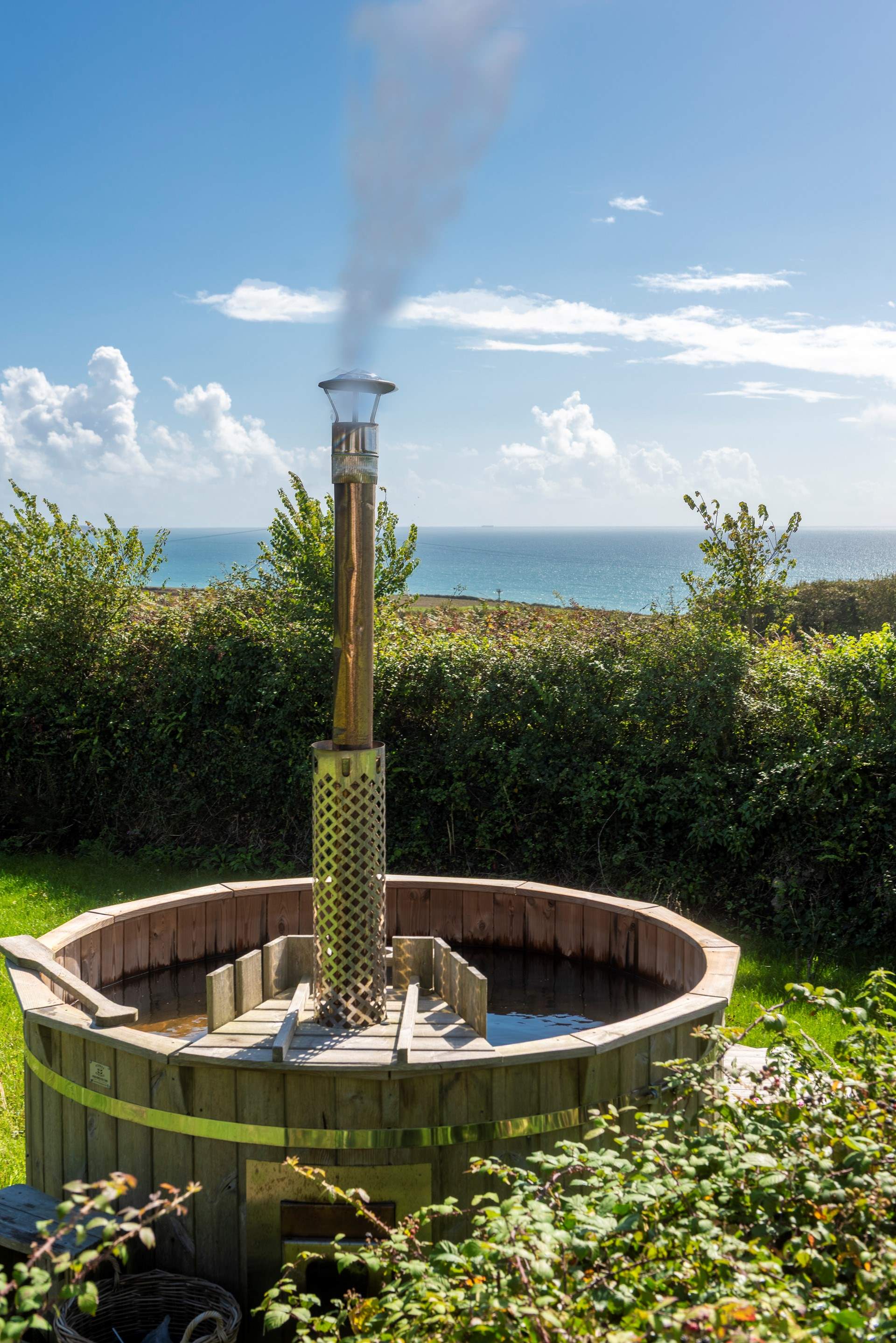 Enjoy a soak in the wood-fired hot tub.