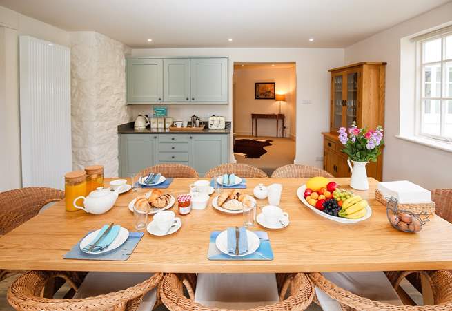 The kitchen table is the perfect spot to enjoy a hearty breakfast before a day of fun and games.