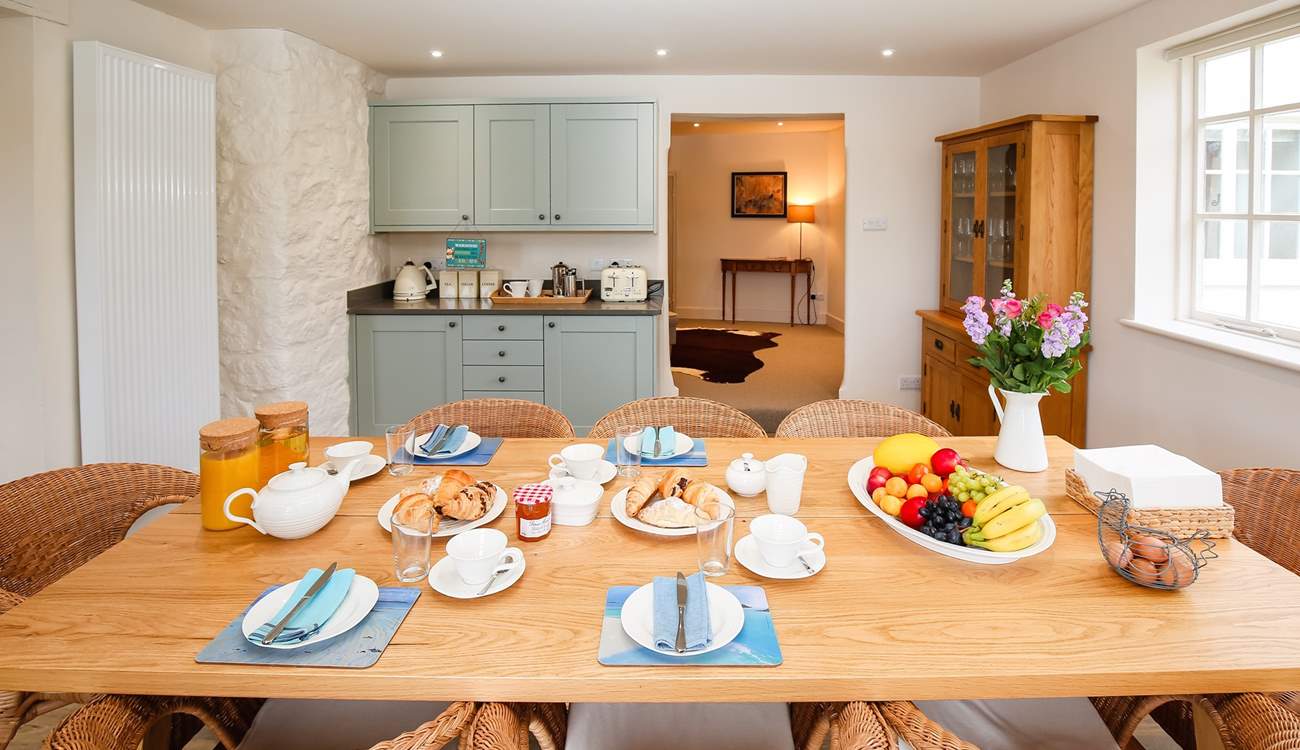 The kitchen table is the perfect spot to enjoy a hearty breakfast before a day of fun and games.