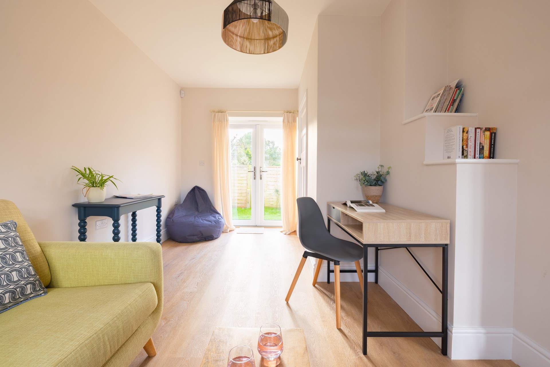 With a table-come-writing desk should you need to catch up on some work.