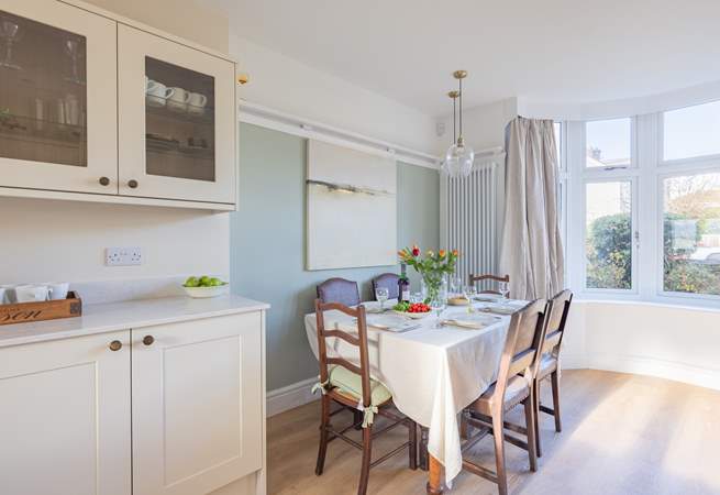 The kitchen/dining area is a sociable space.