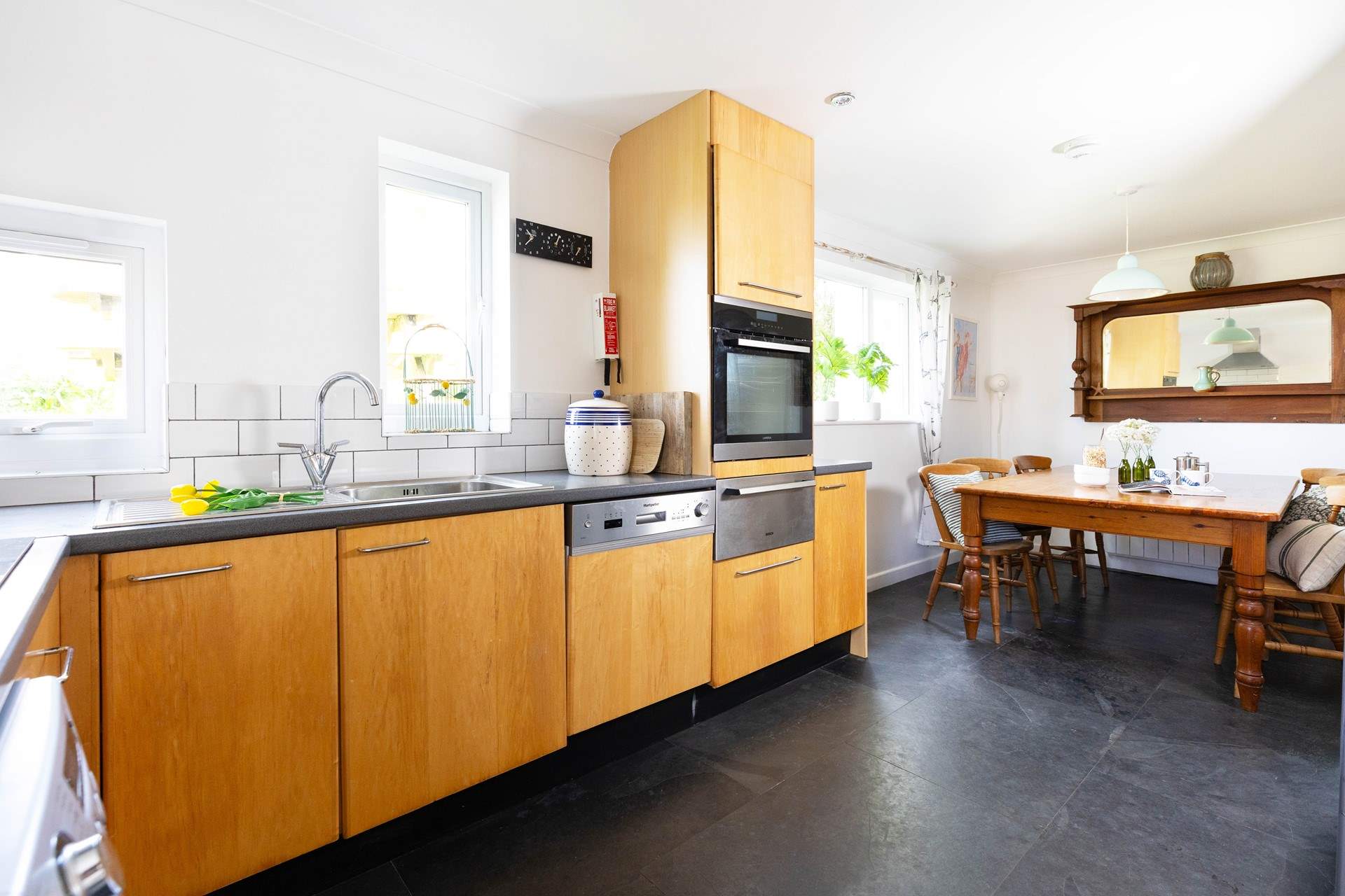 The eat in kitchen is a lovely space to spend time. 