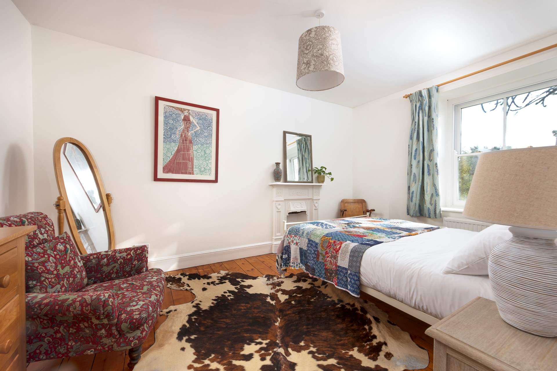 Light and spacious with an eclectic mix of furniture.