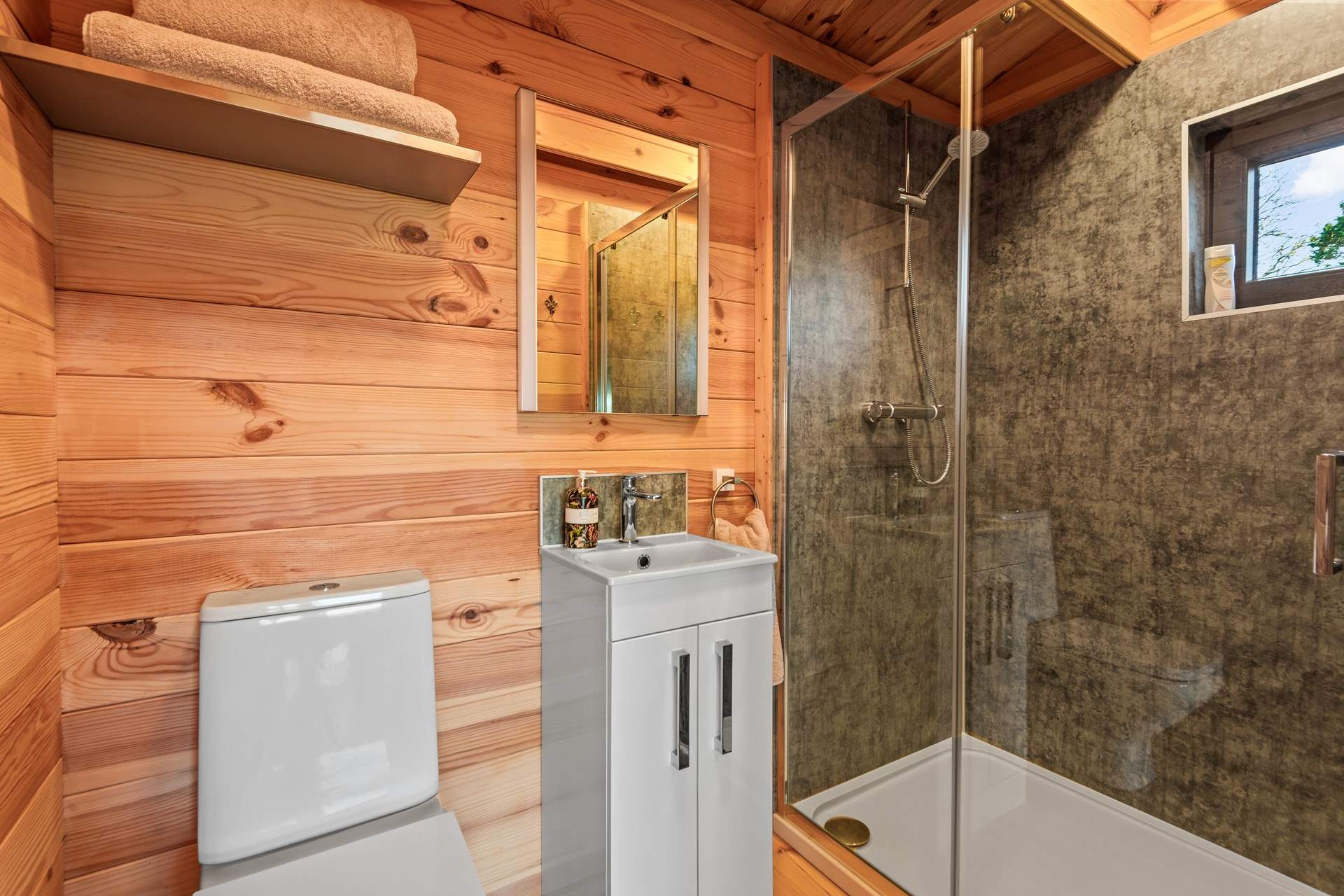The shower-room is home to this large shower.