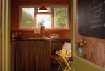 A sweet cooking and dining space.