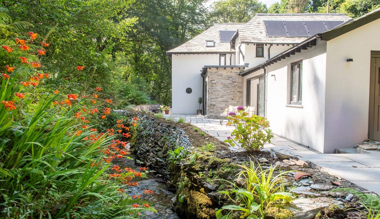 The little stream tumbles alongside the house and through the garden on its way out to sea (please take care of younger members of your party).