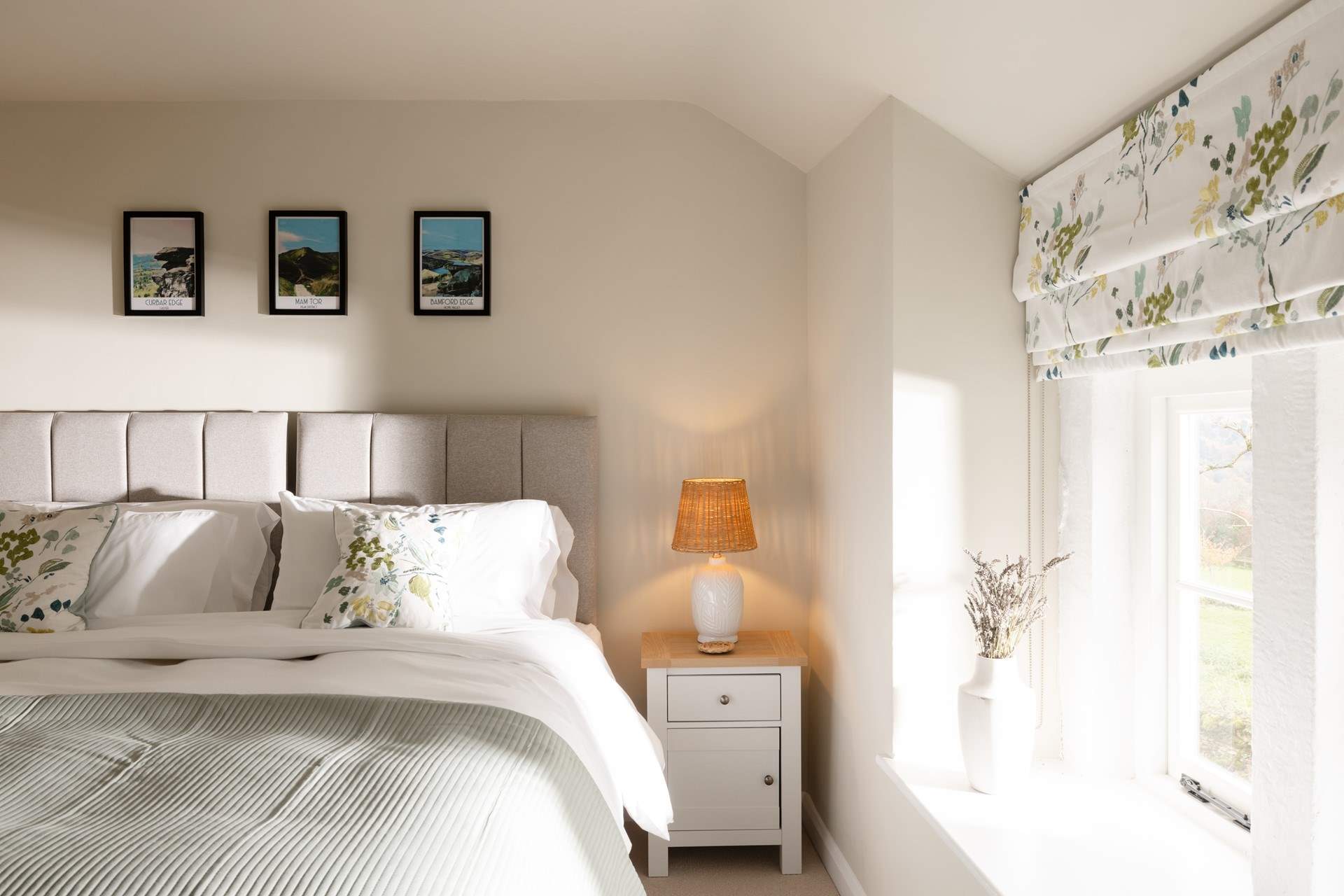 A lovely sunny bedroom with amazing views.