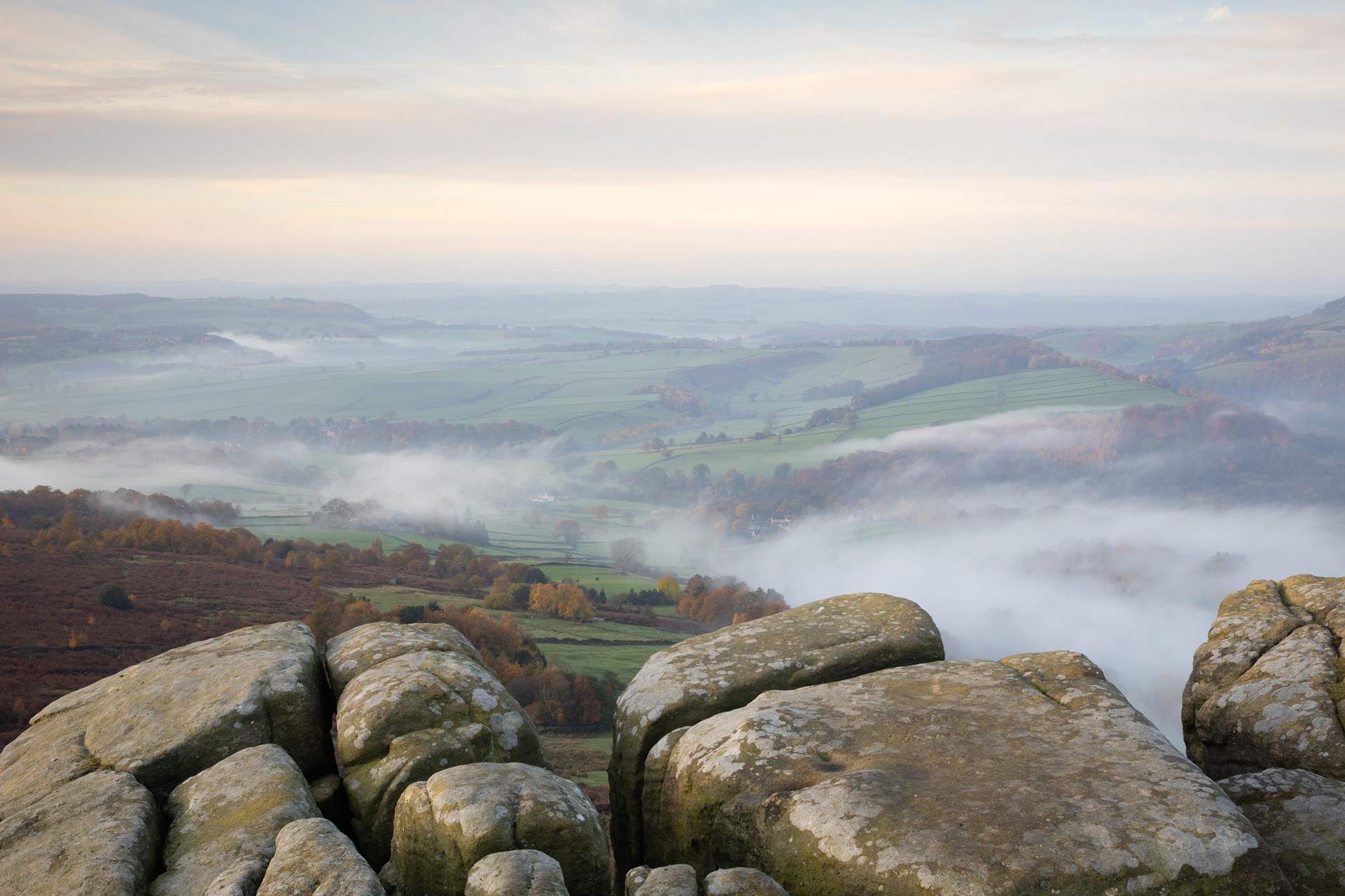 The morning mist hanging in the valley. 