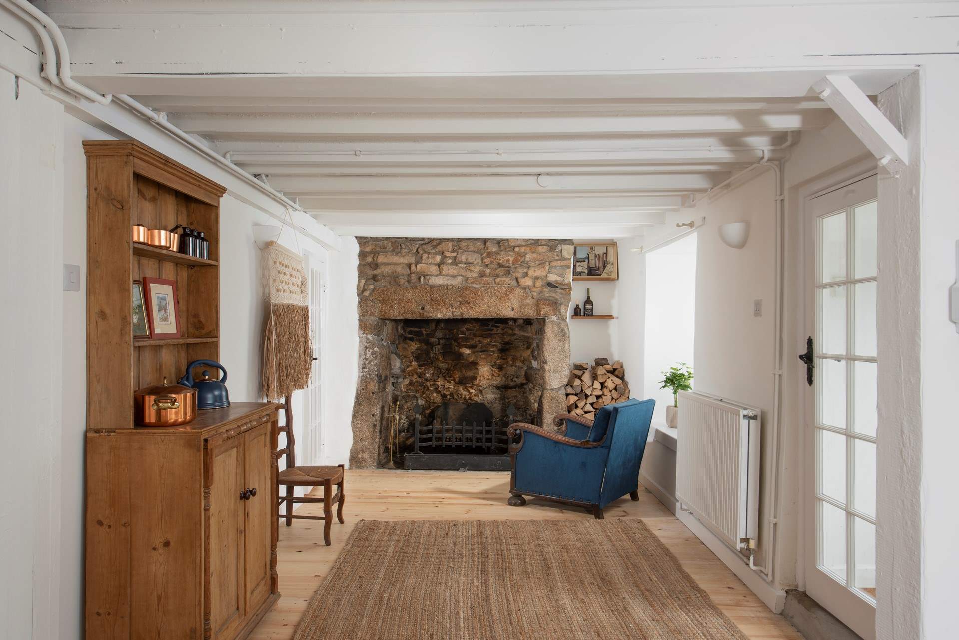 The sitting and dining area is open plan.