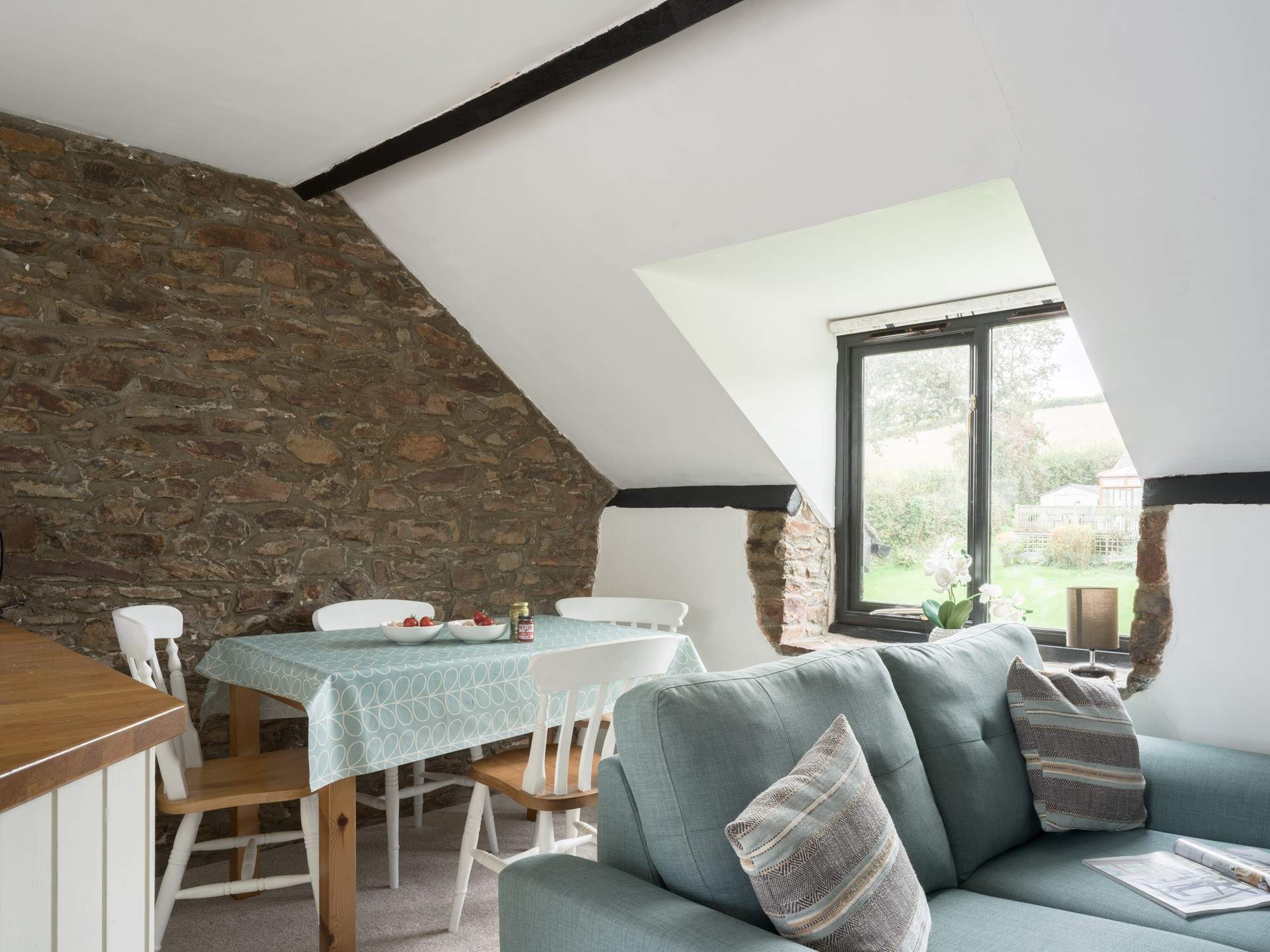 The cottage is full of character.