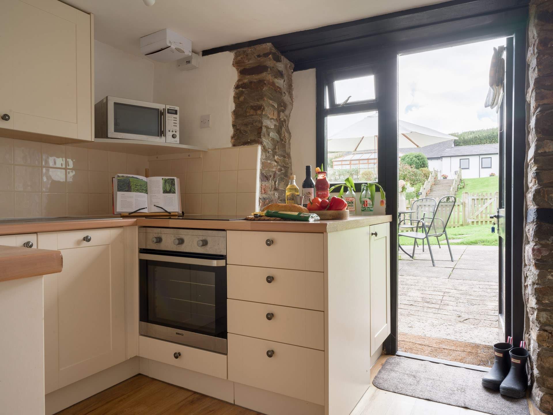 Head through the door to your fully enclosed garden.