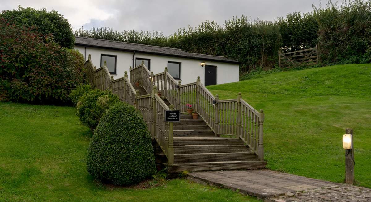 At the top of the steps you'll find the swimming pool and games-room.