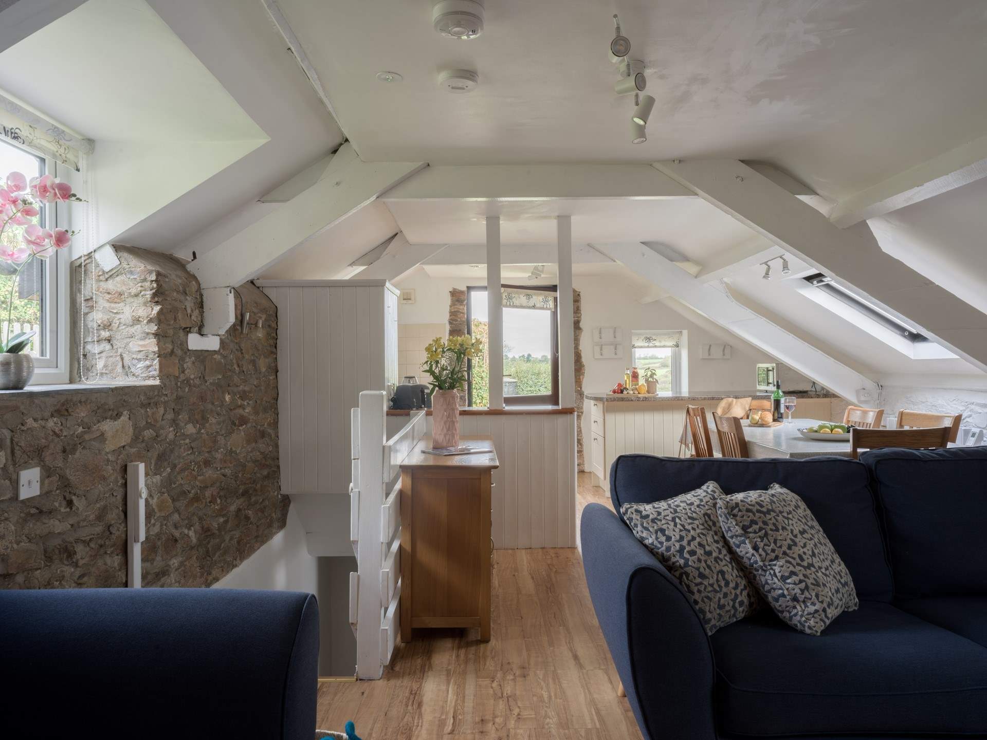 With original stonework and beams the open plan area is full of character.