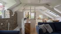 With original stonework and beams the open plan area is full of character.